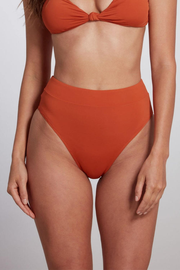 Hot Orange Mix Match High Waist Bikini Bottoms