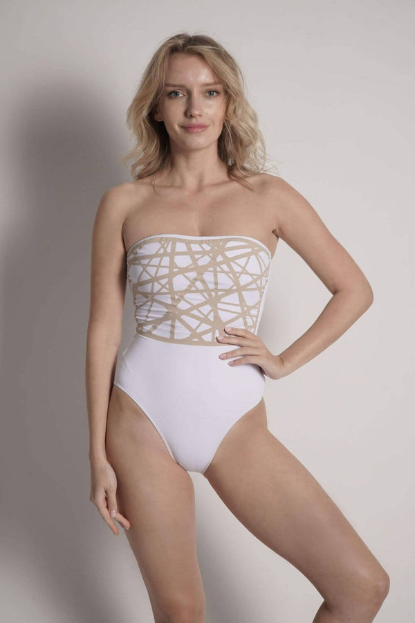 White bandeau one piece on sale swimsuit