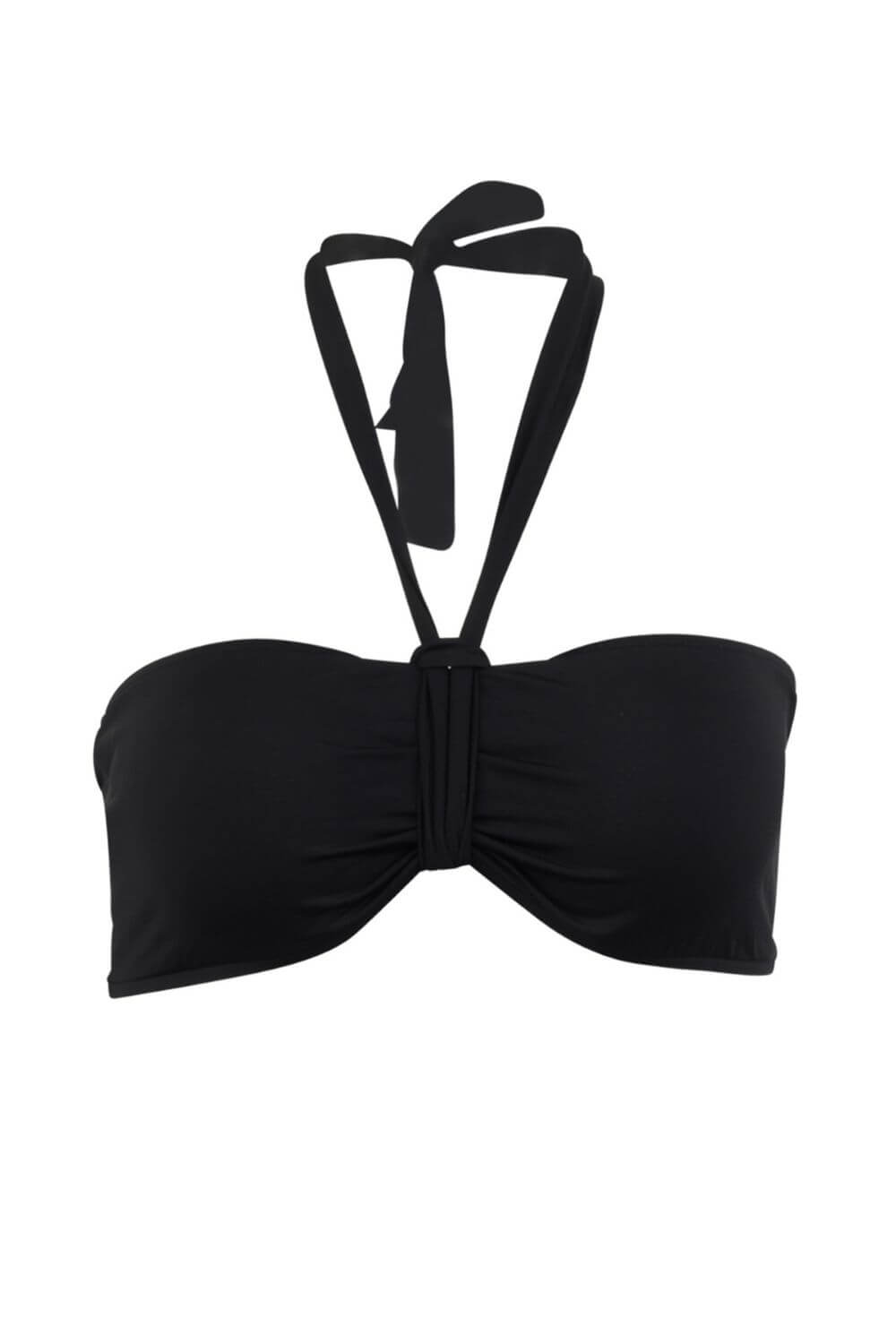 Bandeau bikini top with removable straps, in black.