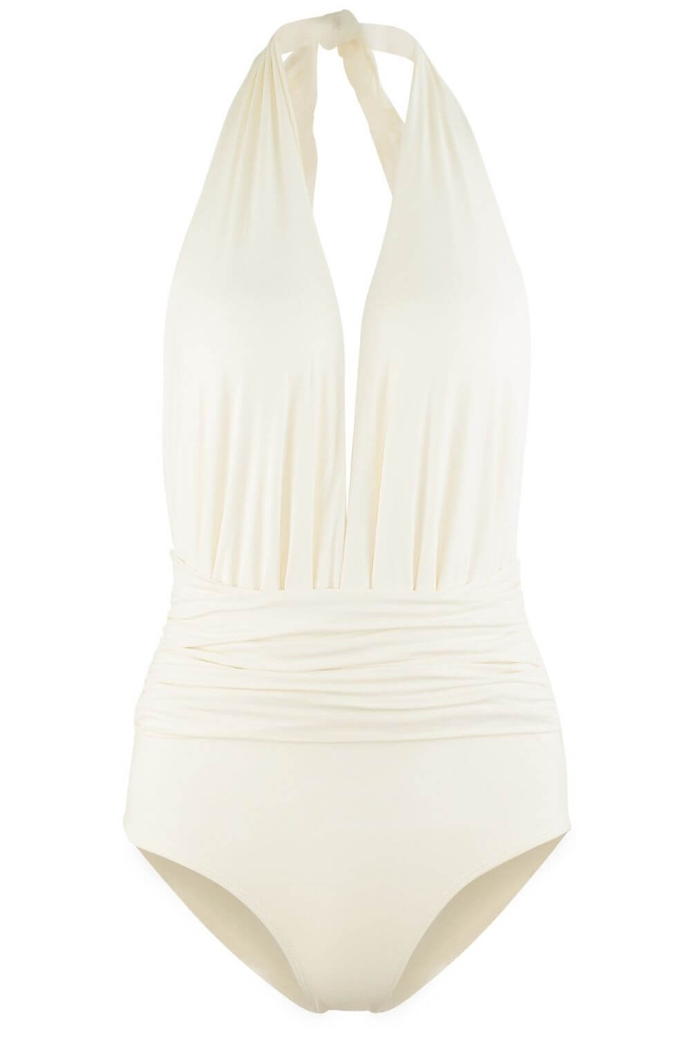 Deep plunge ivory/off white swimsuit.