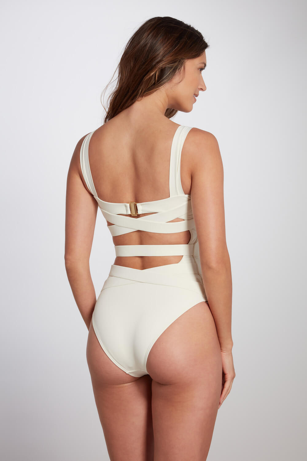 Women's Bikini Sexy Tight Double Shoulder Strap Swimsuit Open Back