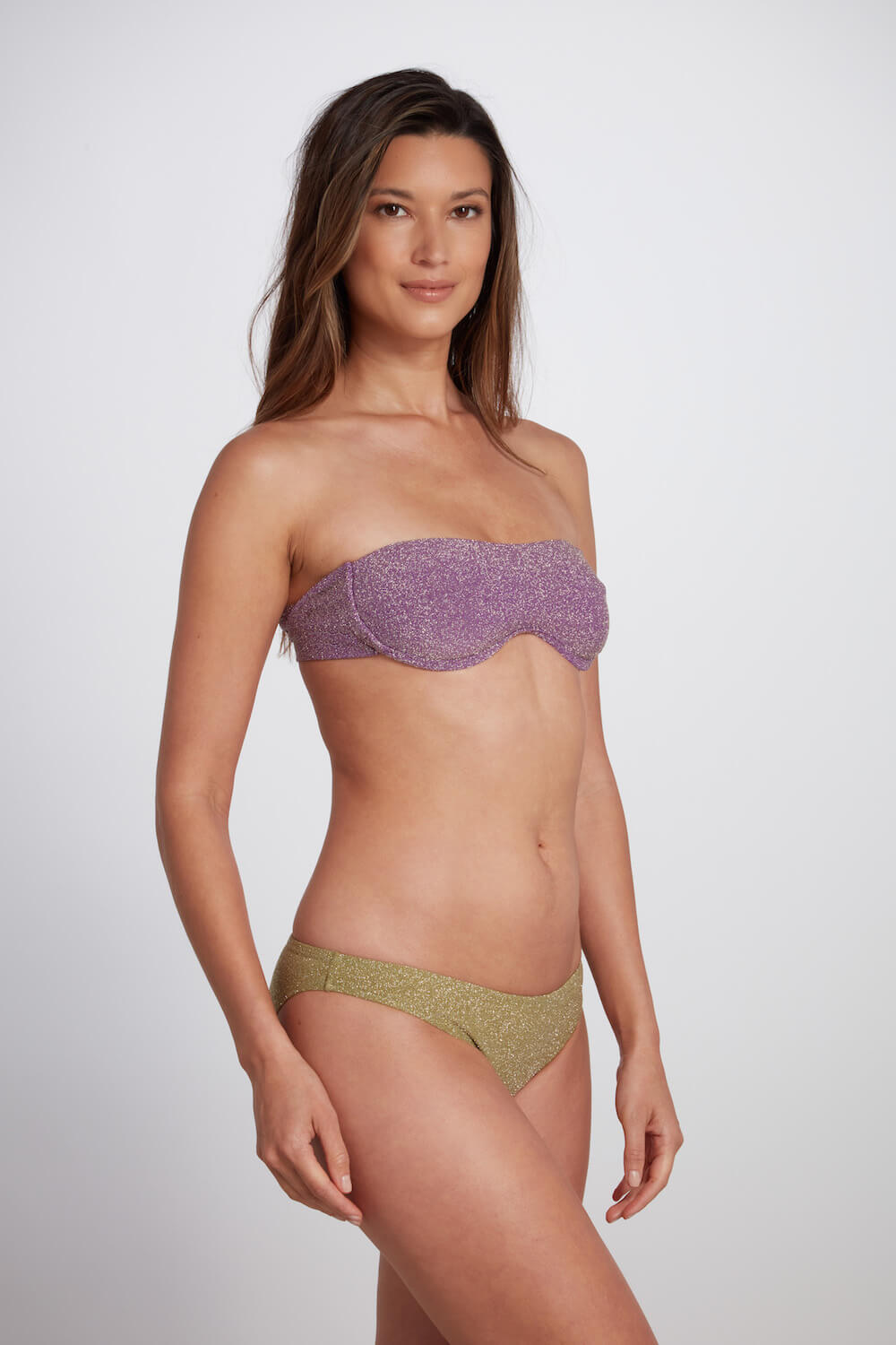Elise Bralette Bikini Top in Glittered Lurex - Lilac